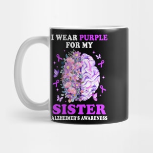 I Wear Purple For My Sister Alzheimer's Awareness Brain Mug